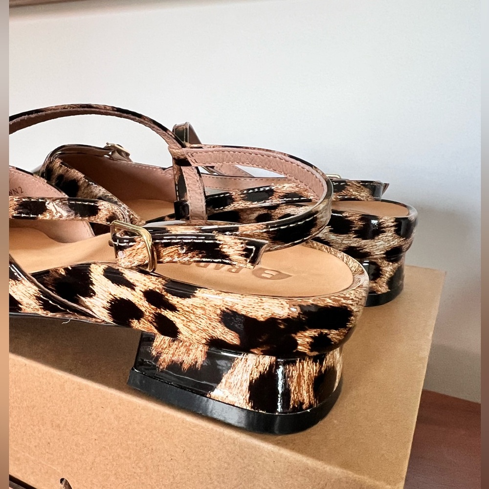 Bared Women’s Patent Leopard Slingback Flats, sz 9 (Eur 40), NEW in box - Picture 3 of 8